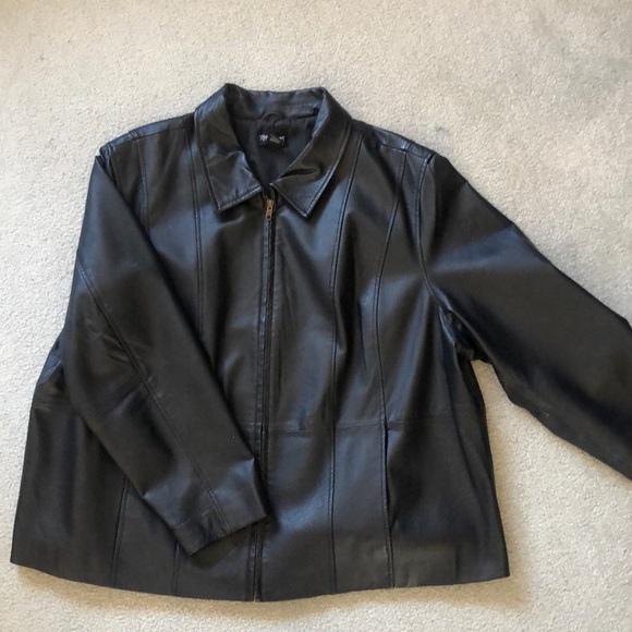 Maggie Barnes Jackets & Coats Genuine Black Leather Jacket Size